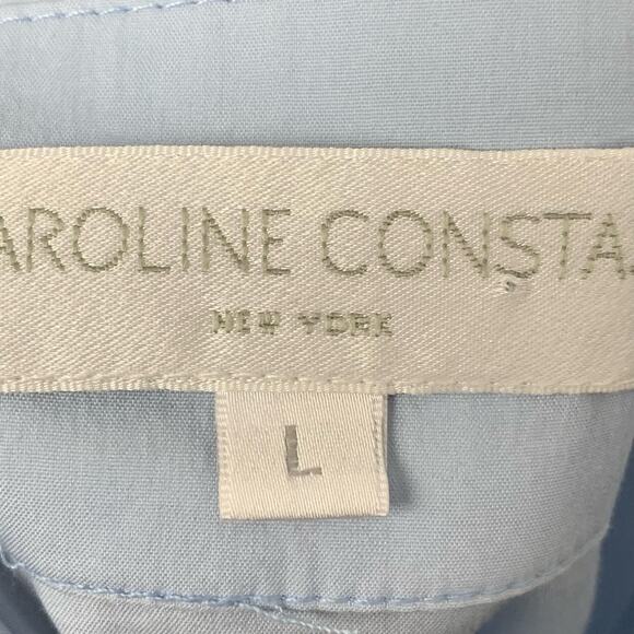 Caroline Constas Blouse Shirt Blue Tatiana Asymmetric Ruffled Cotton Size Large - Picture 8 of 13